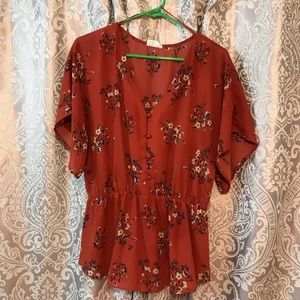 Cute orange Flowery blouse